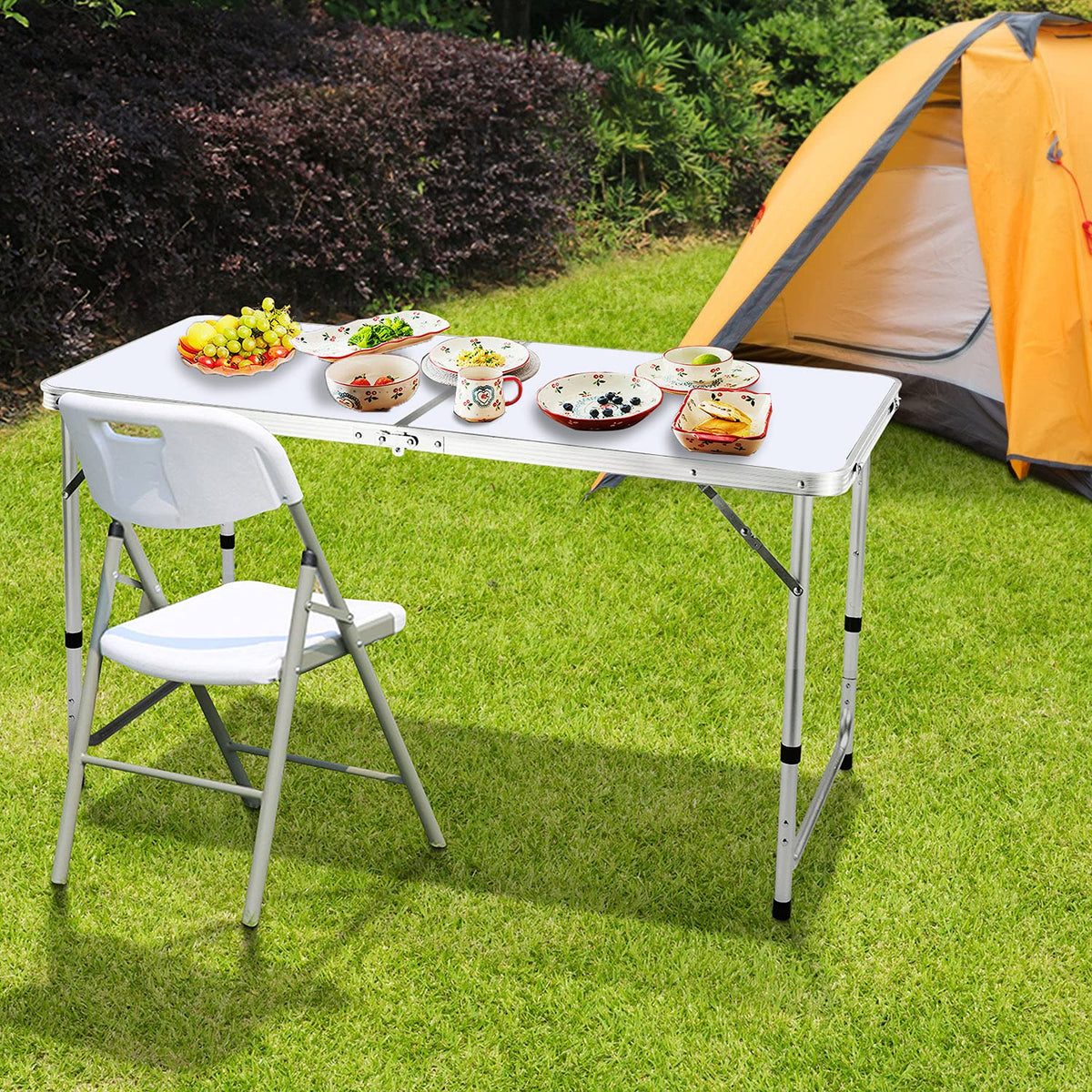 4 FT Aluminum Height Adjustable Folding Camping Table B963058