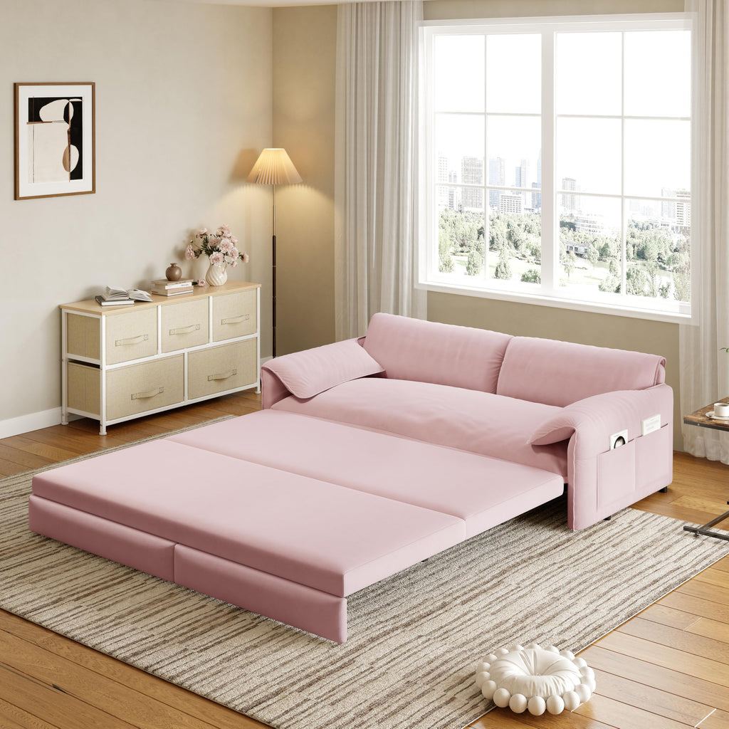 Queen Size Velvet Sleeper Sofa Bed D3580