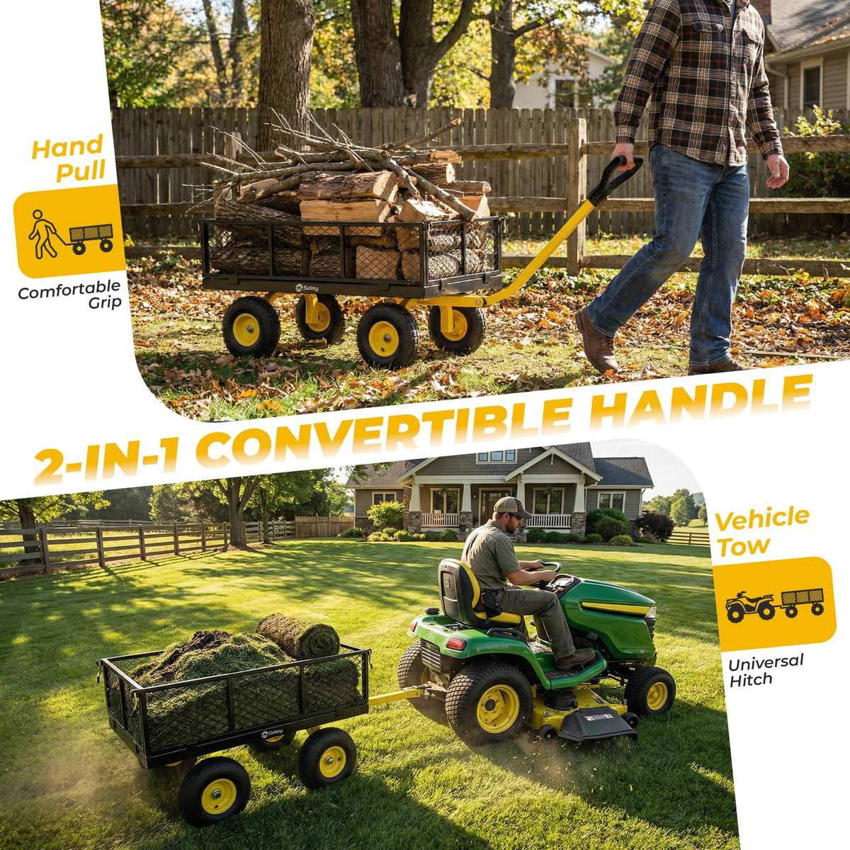 Steel Garden Cart 1000 lb Capacity Removable Sides U6321