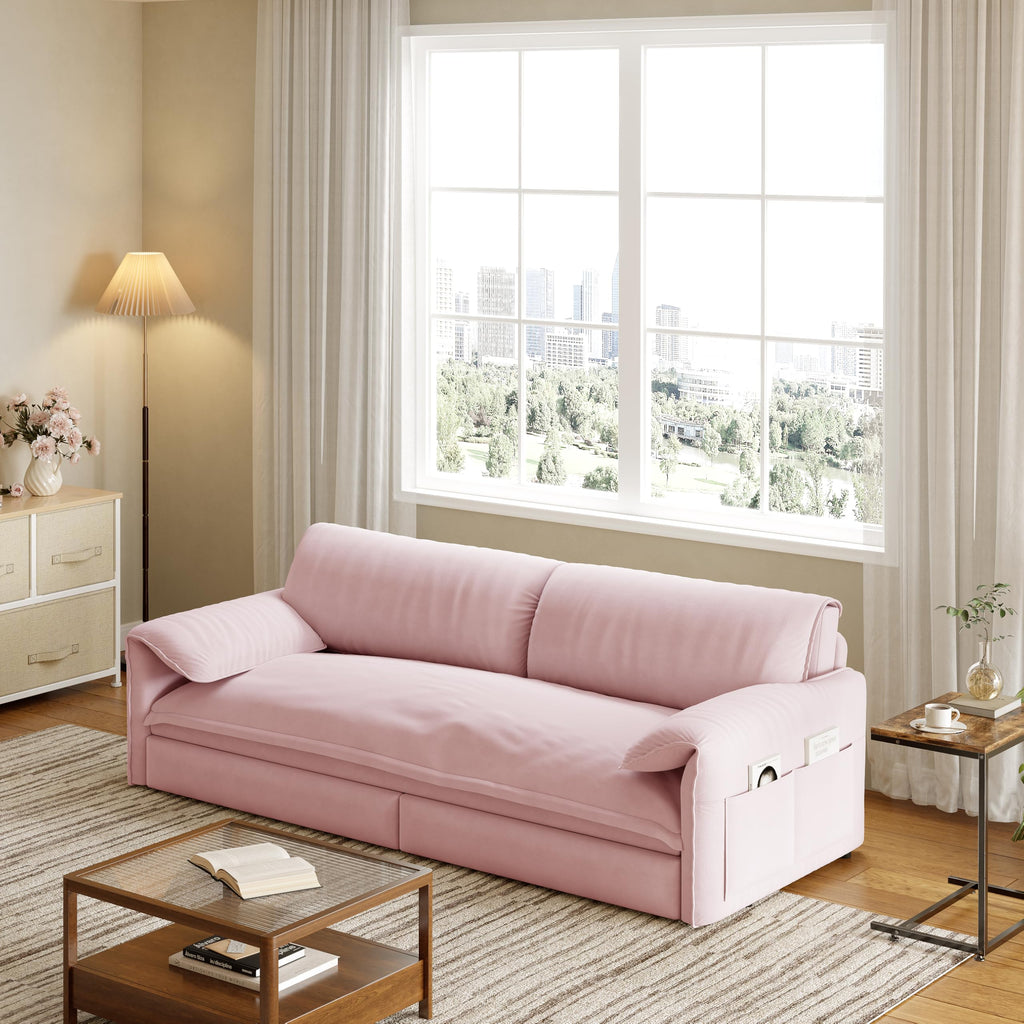 Queen Size Velvet Sleeper Sofa Bed D3580