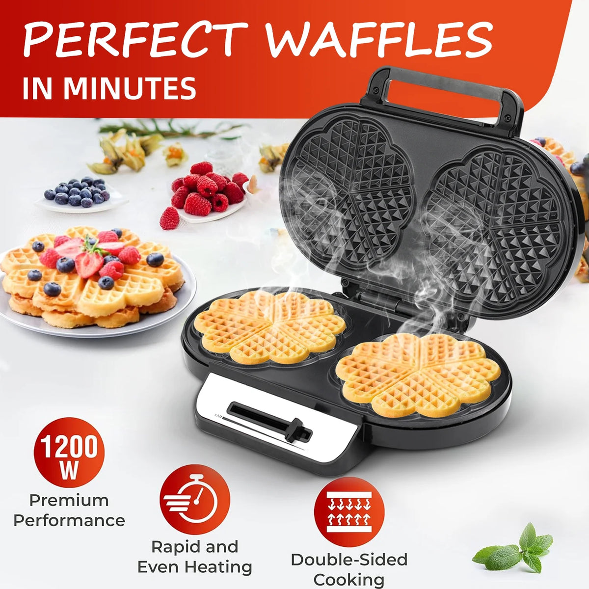 1200W Double Non-Stick Waffle Maker F38844