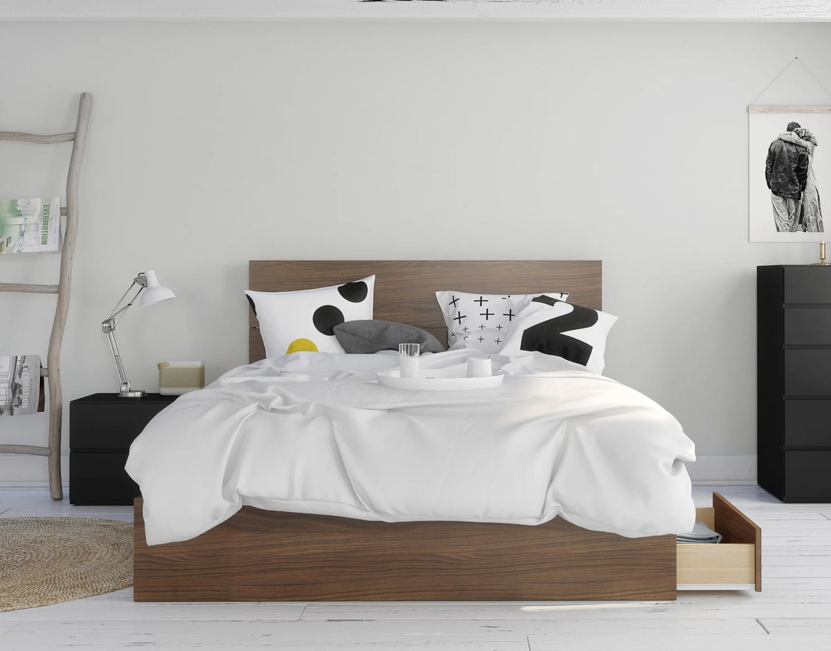 Queen Size Bedroom Set Walnut & Black Z801